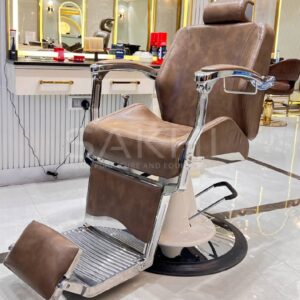 “Sakhi Barber Chair Glanza – luxury hydraulic reclining barber chair for modern salon”