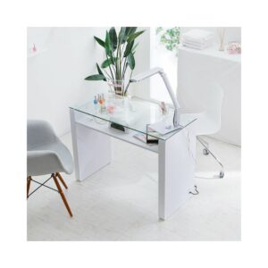 Nail Table - WOODEN WITH GLASS TOP