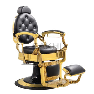 Sakhi Barber Chair Kingston Gold – luxury hydraulic reclining barber chair for modern salon